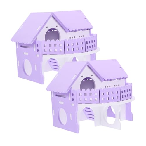 GRIRIW 2St Hamster Doppel Villa Xanadu Outer Heaven Hamsterkäfig Mini-Rattenkäfig-Versteck Hamstervillenhäuser Rattenhaus Doppelschicht Spielzeug Eichhörnchen Käfig Meerschweinchen PVC von GRIRIW