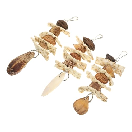 GRIRIW 3stücke Holz Kauspielzeug Zum Aufhängen Für Papageien Natürliche Vogel Spielzeug Zum Kauen Hängendes Spielzeug Für Vögel Zum Beschäftigen Und Zerstören Reduzieren von GRIRIW