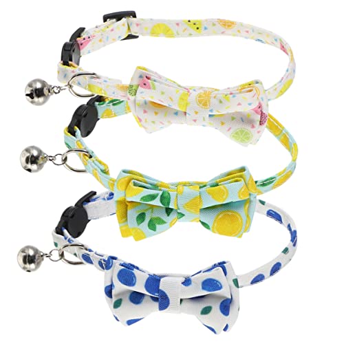 GRIRIW 3 Stück Katzenhalsband Mate Fruits Pattern Haustierhalskette Fliege Verstellbares Haustierzubehör Für Entzückende Haustiere von GRIRIW