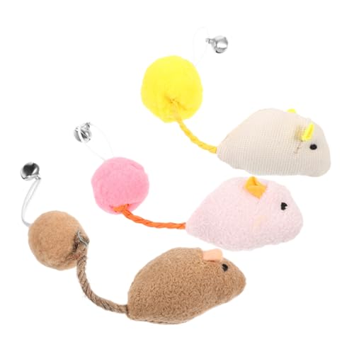 GRIRIW 3 Stück Teiliges Katzenspielzeug Set aus Strapazierfähigem Plüsch mit Glöckchen Kleine Mäuse für Indoor Katzen Interaktives Kätzchenspielzeug zum Kauen und Jagen Langlebig und von GRIRIW