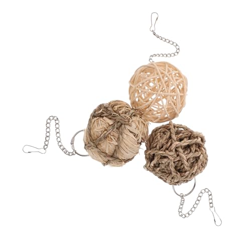GRIRIW 3stücke Teiliges Rattan Papagei Spielzeug Set Natürliche Kau Und Beschäftigungsspielzeuge Für Vögel Geeignet Für Sittiche Nager Und Kaninchen Installieren Um Beak- Zu von GRIRIW