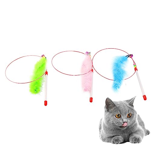 GRIRIW 3stücke Teiliges Katzenspielzeug Bunte Stahlfedern Mit Kunststoffgriff Interaktive Katzenangel Für Zuhause Fördert Aktives Und Bindung Katze Und GRIRIW 3stücke Teiliges Katzenspielzeug Bunte Stahlfedern Mit Kunststoffgriff Interaktive Katzenangel Für Zuhause Fördert Aktives Und Bindung Katze Und von GRIRIW