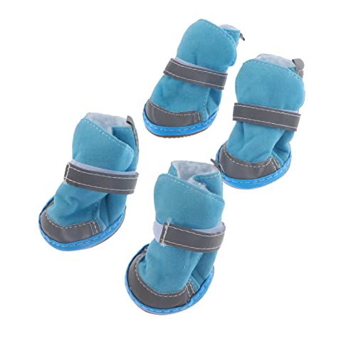 GRIRIW 4 Stück Haustierschuhe Hundeschuhe Hundepfotenschutz rutschfeste Schuhe Für Kleine Haustiere Schutzstiefel Für Hunde Tierschuhe Im Freien Pfotenschützer Für Hunde Sky-Blue Sherpa von GRIRIW