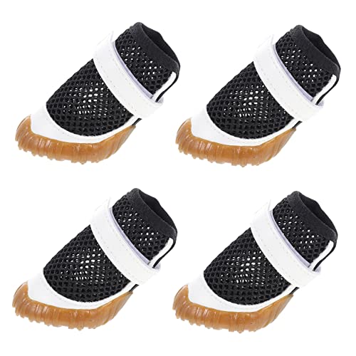 GRIRIW 4 Stück Haustierschuhe Hundeschuhe Hundestiefel Pfote Sommerstiefel Für Hunde Atmungsaktive Welpenschuhe Sommer Welpenstiefel Sommer-welpenstiefel PVC Black von GRIRIW