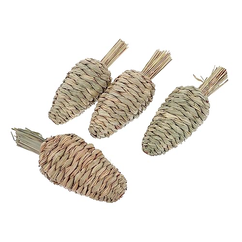GRIRIW 4 Stück Kaninchen Kauspielzeug Stroh Hasenbälle Häschen Kleintierspielzeug Futtersuche Kaninchen Zimmertiere Kinderspielzeug Heu Kaninchenspielzeug Gewebtes Weiches von GRIRIW