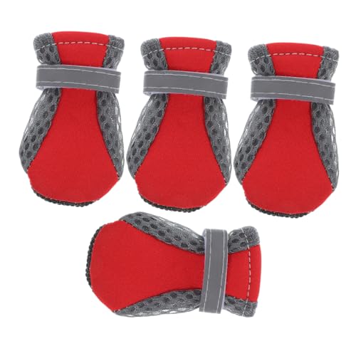 GRIRIW Pfotenschutz 4 Stück Mesh-Schuhe Für Welpen Bequeme Hundeschuhe Schuhe Für Kleine Hunde Katzenschuhe Outdoor-haustierschuhe Welpenschuhe Der Hund Atmungsaktives Netz Rot von GRIRIW