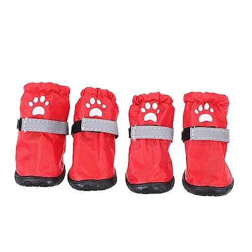 GRIRIW 4 Stück Regenstiefel Für Haustiere Reflektierende Hundeschuhe Schuhe Für Hunde rutschfeste Haustierschuhe rutschfeste Welpenschuhe Pfote Anti-rutsch-hundestiefel Rot Polyester GRIRIW 4 Stück Regenstiefel Für Haustiere Reflektierende Hundeschuhe Schuhe Für Hunde rutschfeste Haustierschuhe rutschfeste Welpenschuhe Pfote Anti-rutsch-hundestiefel Rot Polyester von GRIRIW