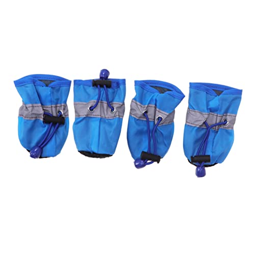 GRIRIW 4 Stück Teiliges wasserdichte rutschfeste Hundeschuhe aus Weichem Material Schützende Outdoor Booties für Kleine Hunde und Welpen Blau Warm und Leicht zu Tragen von GRIRIW