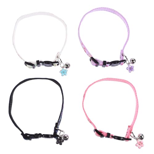 GRIRIW 4stücke Teiliges Katzenhalsband Mit Blumenmuster Verstellbar Sicher Mit Glöckchen Für Tägliches Tragen Fotorequisiten Und Feste Wie Hochzeiten Und Geburtstage von GRIRIW