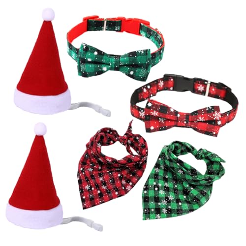 GRIRIW 6St Haustier-Weihnachtsset Santa Hundehalsband Halskettenhalsband für Haustiere hochstihl Hochwertige Verarbeitung Verstellbarer Kragen schönes Halsband für Haustiere Weihnachten von GRIRIW