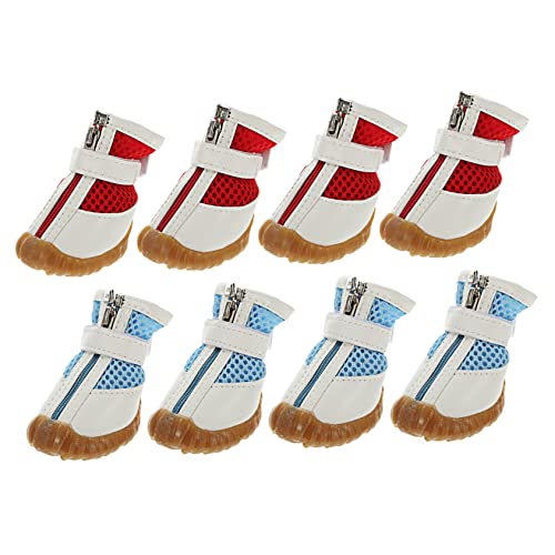 GRIRIW 8 Stück Haustierschuhe Hundeschuhe für kleine Hunde kleine Hundeschuhe Paws pfotenschutz hundepflege Dog Shoes Haustier-Reißverschlussschuhe Mesh-Schuhe für Welpen Sandwich-Mesh von GRIRIW