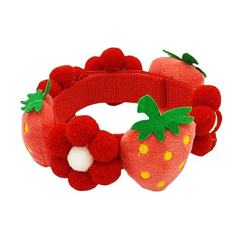 GRIRIW Erdbeerblütenartikel Golden Retriever-Halsband Dackel Mittleres Und Großes Hundehalsband Welpenhalsband Blinkender Kragen Weihnachtskatzenhalsband Haustier Rot Baumwolle von GRIRIW