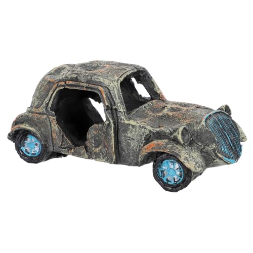 GRIRIW Fischtank Auto Wrack Ornament Harz Dekoration Für Aquarienlandschaften Versteck Für Fische Und Garnelen Ausgefallenes Aquarium Zubehör von GRIRIW