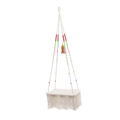 GRIRIW Hängendes Katzenbett Im Boho Stil Baumwollseil Schaukelhängematte Für Katzen Verschleißfeste Katzennest Dekoration Für Schlafen Und Schicke Katzenmöbel von GRIRIW