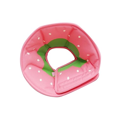 GRIRIW Pet Fruit Design Halskrause Für Hunde Verstellbarer Wundschutzring Für Welpen s Erdbeer-Muster Effektiver Schutz Bei Verletzungen Und Genesung von GRIRIW
