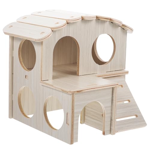 GRIRIW Holznest Für Haustiere – Hamsterhaus Mit Versteck Und Spielplatz – Sichere Und Komfortable Umgebung Für Kleintiere von GRIRIW