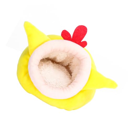 GRIRIW Hamster Winterbett Kuschelnest Fleece Schlafnest für Hamster Igel und Kleine Haustiere Gelb Cartoon Haustierbett Wärmendes Schlafhaus für Winter und Reise von GRIRIW