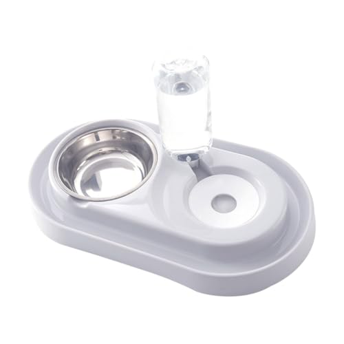 GRIRIW Haustier Doppelschüssel Trink Und Futterschale Aus Spritzschutz Futterstation Mit Wasserflasche Für Katzen Beige GRIRIW Haustier Doppelschüssel Trink Und Futterschale Aus Spritzschutz Futterstation Mit Wasserflasche Für Katzen Beige von GRIRIW