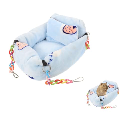 GRIRIW Haustier Hamsterbett groß Größe Hamsterkäfig drinnen Hamsterbettwäsche hängend Hamster Schlafplatz Kleintier Schlafplatz Eichhörnchen-Hängematte Schlafbett für Hamster Flanell Blue von GRIRIW