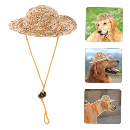 GRIRIW Haustier Strohhut Für Kleine Und Katzen Verstellbarer Sonnenhut Für Haustiere Für Garten Und Strand Schützend von GRIRIW