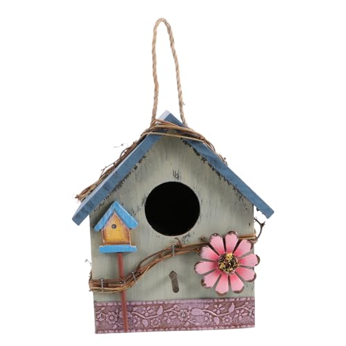 GRIRIW Holz Vogelhaus für Papageien Hängendes Futterhaus und Gartenornament für Vogelbeobachtung im Freien mit Praktischem Haken und Lanyard Bringt Lebendige Natur Ihren Garten von GRIRIW