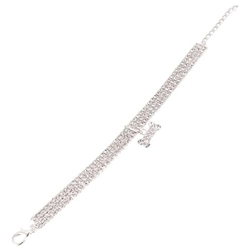 GRIRIW Mini Rhinestone Hundehalsband Mit Verstellbarem Verschluss Luxus Halskette Für Haustiere Für Hunde Und Katzen Weiß Stilvolles Und Sicheres Design Für Outdoor-aktivitäten von GRIRIW