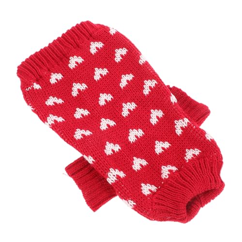 GRIRIW Hundepullover Mit Herzmuster Elastischer Rollkragen Warmer Strick-Pullover Für Kleine Und Mittelgroße Hunde Für Winter Rote Farbe von GRIRIW