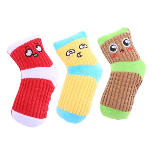 GRIRIW Interaktives Welpenspielzeug 3 Stück Hunde-backenzahnspielzeug Quietschende Socken Material Für Den Bewegungsspaß des Haustiers GRIRIW Interaktives Welpenspielzeug 3 Stück Hunde-backenzahnspielzeug Quietschende Socken Material Für Den Bewegungsspaß des Haustiers von GRIRIW