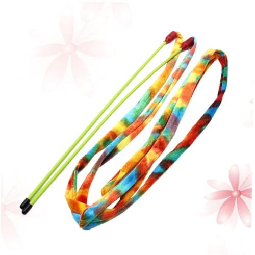 GRIRIW Interaktives Katzenspielzeug Katzenangel mit Glocke und Buntem PVC Band Sicheres Haustierspielzeug für Kätzchen Fördert das Spielverhalten und Bindung von GRIRIW