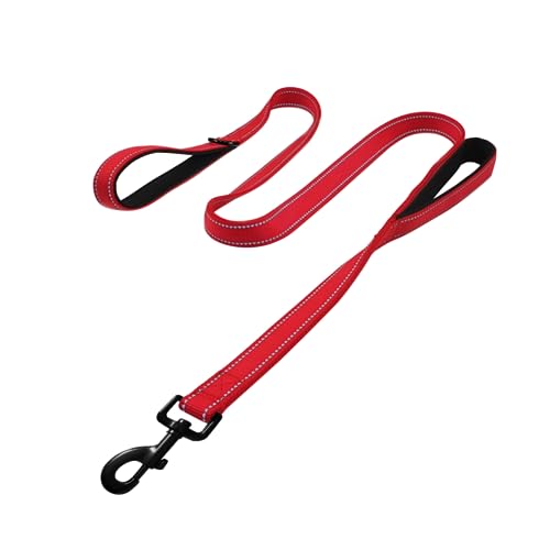 GRIRIW Reflektierende Hundetrainingsleine Aus Nylon mit Doppelgriffen für Große und Mittelgroße Hunde Strapazierfähig Rot GRIRIW Reflektierende Hundetrainingsleine Aus Nylon mit Doppelgriffen für Große und Mittelgroße Hunde Strapazierfähig Rot von GRIRIW
