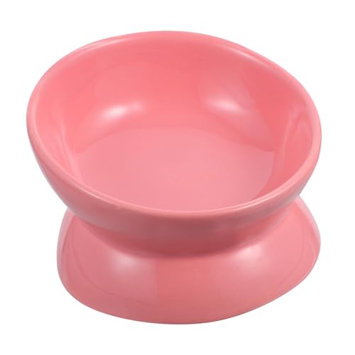GRIRIW Kippen Sie den Futternapf pet Bowl katzenfutterstation cat Accessories cat Bowls abgewinkelt Katzennapfständer Futterspender für Katzen Futterautomat für Haustiere Keramik Rosa von GRIRIW