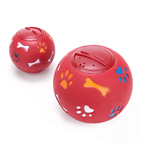 GRIRIW Trainingsbedarf für Haustiere Leckereien für kleine Hunde Hündchenfutter groß Rätsel Spielzeug Trainingsmaterial beissen Puzzle Kugel fehlt Hundefutter Spender rot von GRIRIW