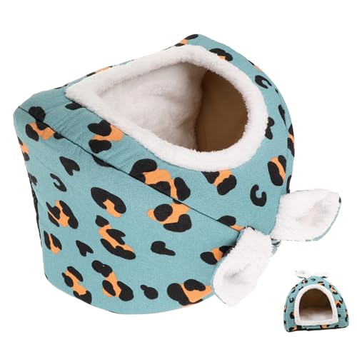 GRIRIW Kleintierbett für Hamster Zuckergleiter und Chinchilla Warmes Atmungsaktives Nest aus Baumwolle mit Blauem Leopardenmuster für Kleine Haustiere von GRIRIW