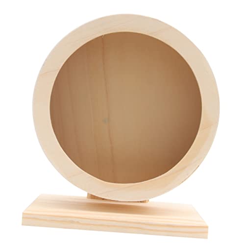 GRIRIW Holzspielzeug Laufrad für Haustiere Hamster läuft Nicht laufende Scheibe Mausrad Spielzeug Spielset Holz Scheibe Laufen Lassen Übungsrad Massivholz Halterung Fitness Hölzern von GRIRIW