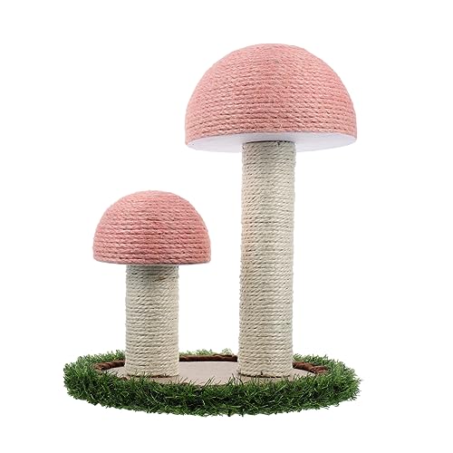 GRIRIW Pilzkatze Klettergerüst Katzenkratzer Post Planke Pole Katzenkratzbrett Klettern Mit Klettergerüst Für Katzen Barsch Aus Drinnen Rahmen Kratzen Katzenspielzeug Rosa Baumwollseil von GRIRIW