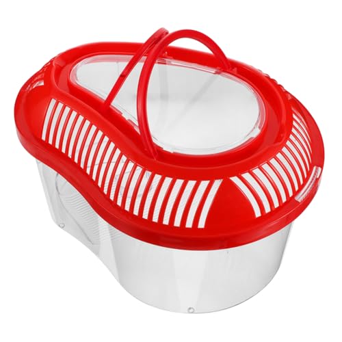 GRIRIW Plastik Reptilien Transportbox mit Deckel Terrarium für Schildkröten Fische und Kleine Haustiere für Sicheres Reisen und Optimale Belüftung Rot von GRIRIW