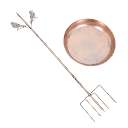 GRIRIW Vogelbad aus Metall für Garten Vintage Vogeltränke mit Bodenstecker Dekorative Futterstation und Wasserschale für Wildvögel Einfache im Außenbereich von GRIRIW