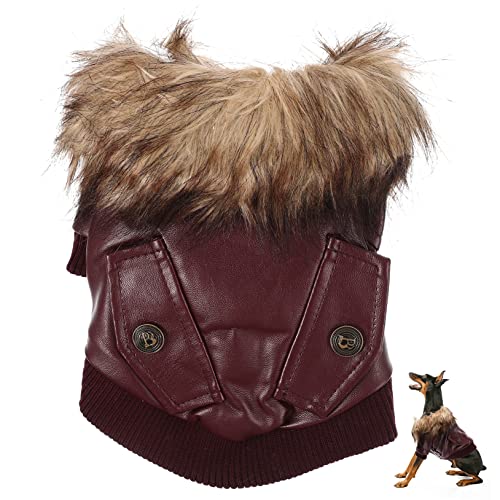GRIRIW Hundejacke winterhundemantel Dog Raincoat Welpenmantel Welpenkleid Welpen-Kit Trim Mantel Haustier-Outfit entzückendes warm halten einstellen Lederjacke Kleidung von GRIRIW