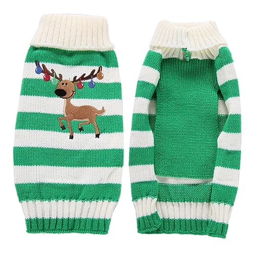 GRIRIW Weihnachten Hund Jacke Haustier Elch Stricken Pullover für Hunde Santa Claus Kostüm Grün GRIRIW Weihnachten Hund Jacke Haustier Elch Stricken Pullover für Hunde Santa Claus Kostüm Grün von GRIRIW
