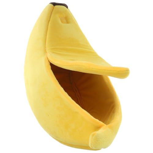 GRIRIW Bequemes Hundebett in Bananenform Für Katzen Und Warmes Nest Aus Weicher Baumwolle Größe M Gelb GRIRIW Bequemes Hundebett in Bananenform Für Katzen Und Warmes Nest Aus Weicher Baumwolle Größe M Gelb von GRIRIW