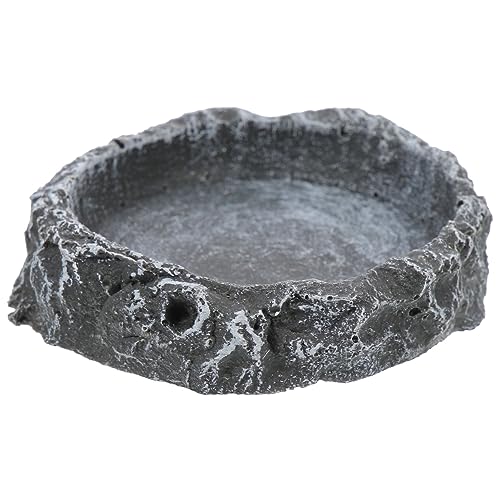 GRIRIW fütterungsutensilien Schildkrötenpanzer Futterspender Reptilienschale Reptilien zubehör Terrarium wasserschale Futternapf für Terrarien Wassernapf für Reptilien Harz Dark Grey von GRIRIW