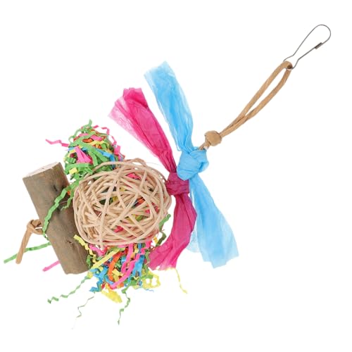 GRIRIW knete kauspielzeug Nagespielzeug Nahrungssuche zum Zerkleinern von Papageien bunt zum Zerkleinern von Vögeln Vogel-Hängespielzeug mit Glocke hölzern von GRIRIW