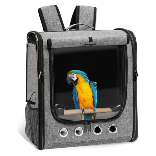 GRLEAYIE Vogeltragetasche Vogelreisekäfig mit Ständer, Leichter Rucksack für Papagei, große tragbare Vogelreisetasche, Haustier-Transparent, atmungsaktiver Reisekäfig GRLEAYIE Vogeltragetasche Vogelreisekäfig mit Ständer, Leichter Rucksack für Papagei, große tragbare Vogelreisetasche, Haustier-Transparent, atmungsaktiver Reisekäfig von GRLEAYIE