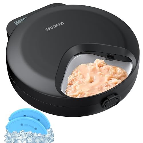 Futterautomat Katze Nassfutter Katzenfutter Automat: Futterspender Katze mit Programmierbarem Timer und Kuehlung - Trockenfutterspender für Hund Kabellos Batteriebetrieben - 4 Mahlzeiten für Haustiere Futterautomat Katze Nassfutter Katzenfutter Automat: Futterspender Katze mit Programmierbarem Timer und Kuehlung - Trockenfutterspender für Hund Kabellos Batteriebetrieben - 4 Mahlzeiten für Haustiere von GROOKPET