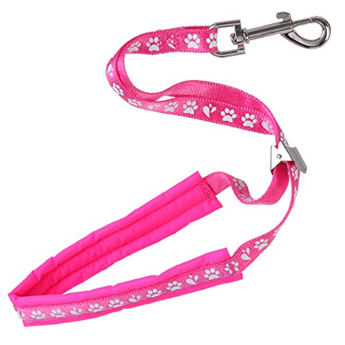 GROOM PROFESSIONAL Audie Hundeleine, gepolstert, um den Hals herum für Komfort, mit Metallschieber, Pfotenabdruck-Design, 42 cm, Rosa von GROOM PROFESSIONAL