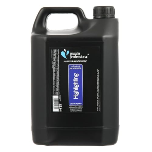 GROOM PROFESSIONAL Blueberry Highlighting Hundeshampoo - Tiefenreinigendes Shampoo für Hunde - Hellt weißes Fell Auf - Verbessert die Farbe - Verleiht Glanz & Feuchtigkeit - Für Stumpfes Fell, 4 Liter GROOM PROFESSIONAL Blueberry Highlighting Hundeshampoo - Tiefenreinigendes Shampoo für Hunde - Hellt weißes Fell Auf - Verbessert die Farbe - Verleiht Glanz & Feuchtigkeit - Für Stumpfes Fell, 4 Liter von GROOM PROFESSIONAL