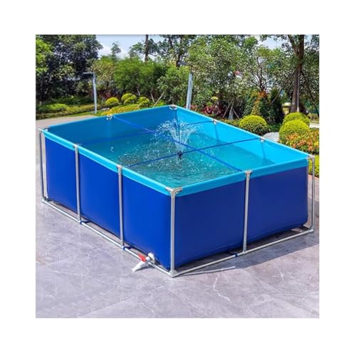 Metallrahmen Pool Sommer, Aquarium Pool Teich, PVC-Leinwand Mit Stahlrahmen, für Teiche Fisch Tank Koi Goldfisch (Farbe : Blau, Größe : 100x100x40cm) von GRRICEPL
