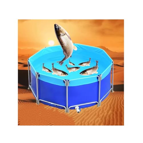 Metallrahmen Schwimmbad, Rundes Großes Falt-Aquarium, PVC Leinwand, für Store Up Wasserbewässerung, (Farbe : Blau, Größe : 130x80cm) von GRRICEPL