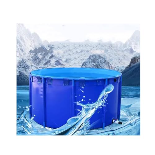 Runder Segeltuch-Fischteich-Pool Mit Metallhalterung Pool Oberirdisch, Large Fold Aquarium, für Store Up Wasserbewässerung, (Farbe : Blau, Größe : 100x60cm) von GRRICEPL