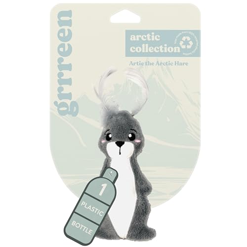GRRREEN Stofftier-Katzenspielzeug | Arctic Collection | Feder-Arktis-Hasenspielzeug für Indoor-Katzen | Niedliches interaktives Plüschtier zum Schlagen & Spielen | Hergestellt aus umweltfreundlichen GRRREEN Stofftier-Katzenspielzeug | Arctic Collection | Feder-Arktis-Hasenspielzeug für Indoor-Katzen | Niedliches interaktives Plüschtier zum Schlagen & Spielen | Hergestellt aus umweltfreundlichen von GRRREEN